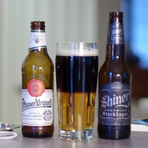 Pilsner Urquell and Shiner black and tan