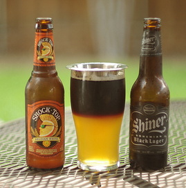 Shock Top and Shiner Black and Tan beer